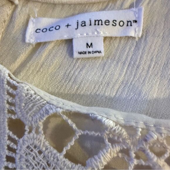 NWT coco + jaimeson Boho Cream and Orange Embroidered Mini Dress Sz M - Picture 4 of 6